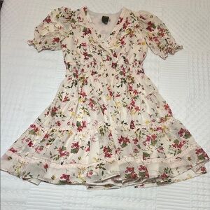 Taylor Cream and Red Floral Midi Dress